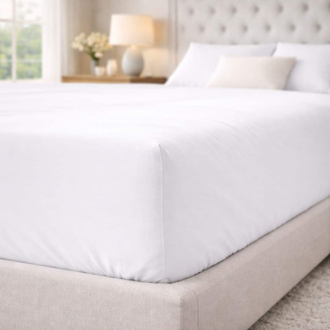 image principale drap housse satin de coton blanc